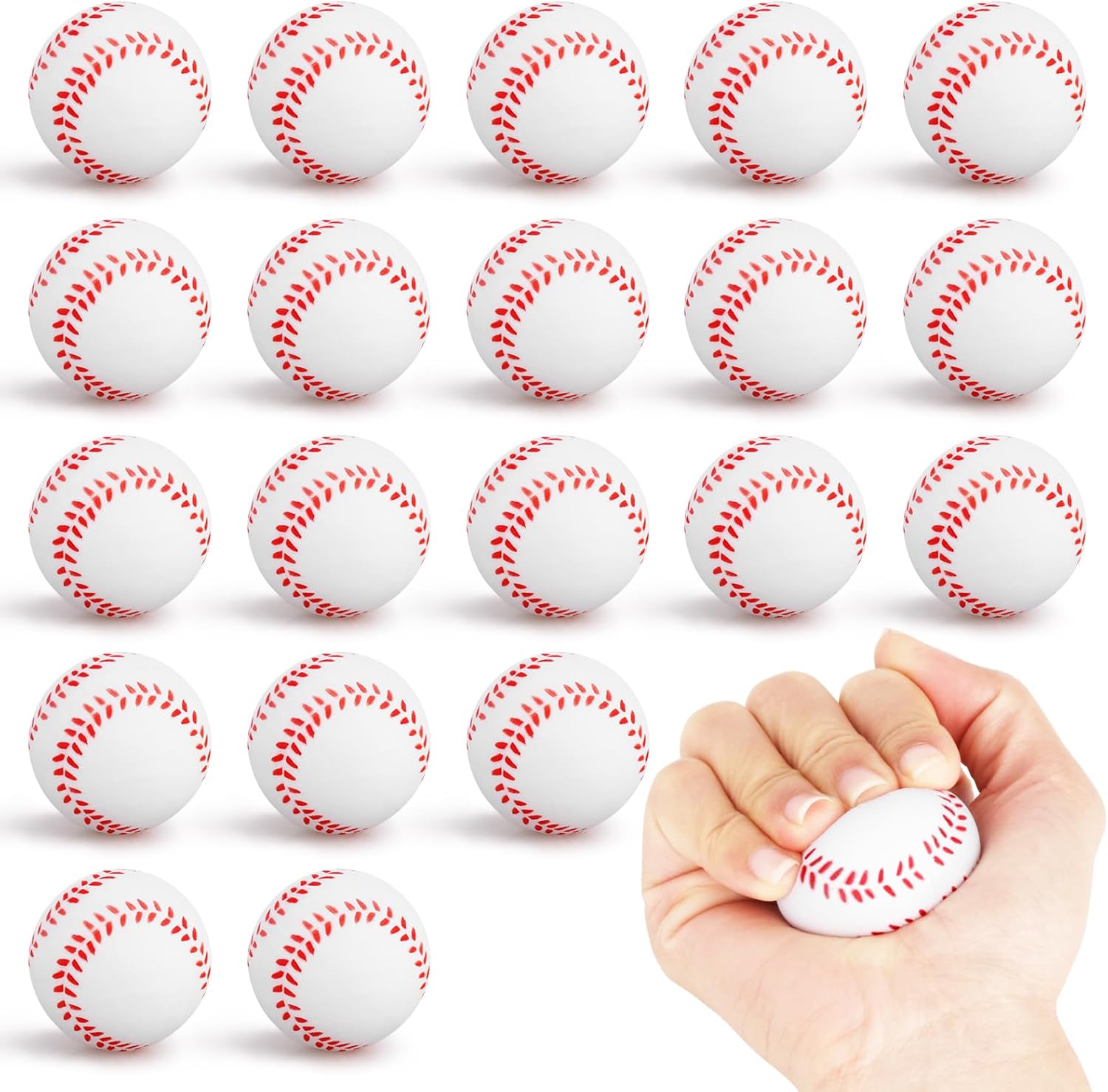 Hxezoc mini baseball stress balls front view in 20 pack bulk