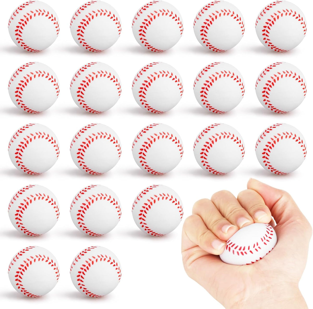 Hxezoc mini baseball stress balls front view in 20 pack bulk