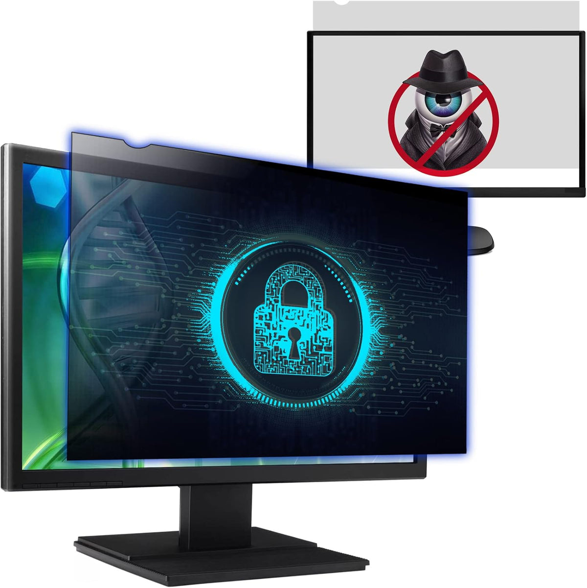 Izmapaic computer privacy screen filter 24 inch front view on a desktop monitor showing side darkening effect.