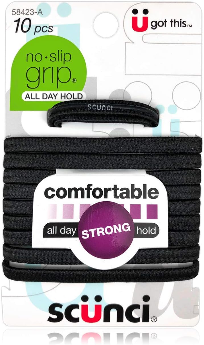 No Slip Elastic Hair Bands, Black by Scunci - Image 1