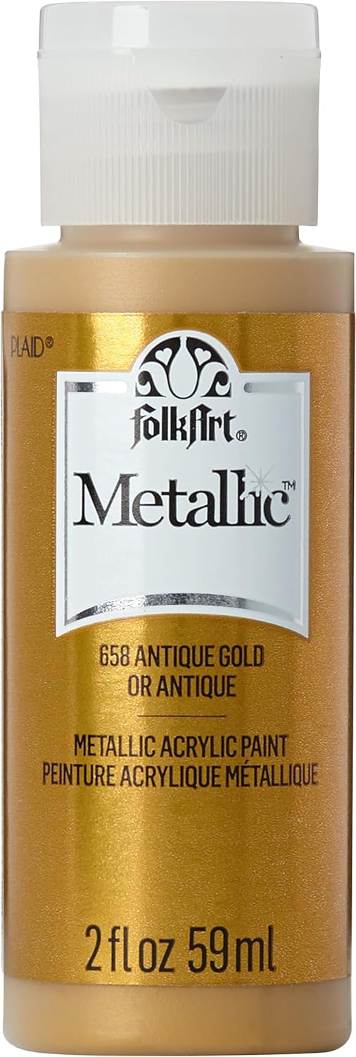Folk Art 658 Metallic 2-Ounce Acrylic Paint, Antique Gold - Image 1