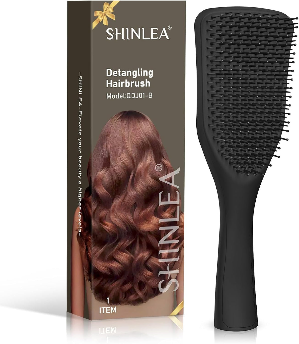 Shinlea detangler hair brush front view black