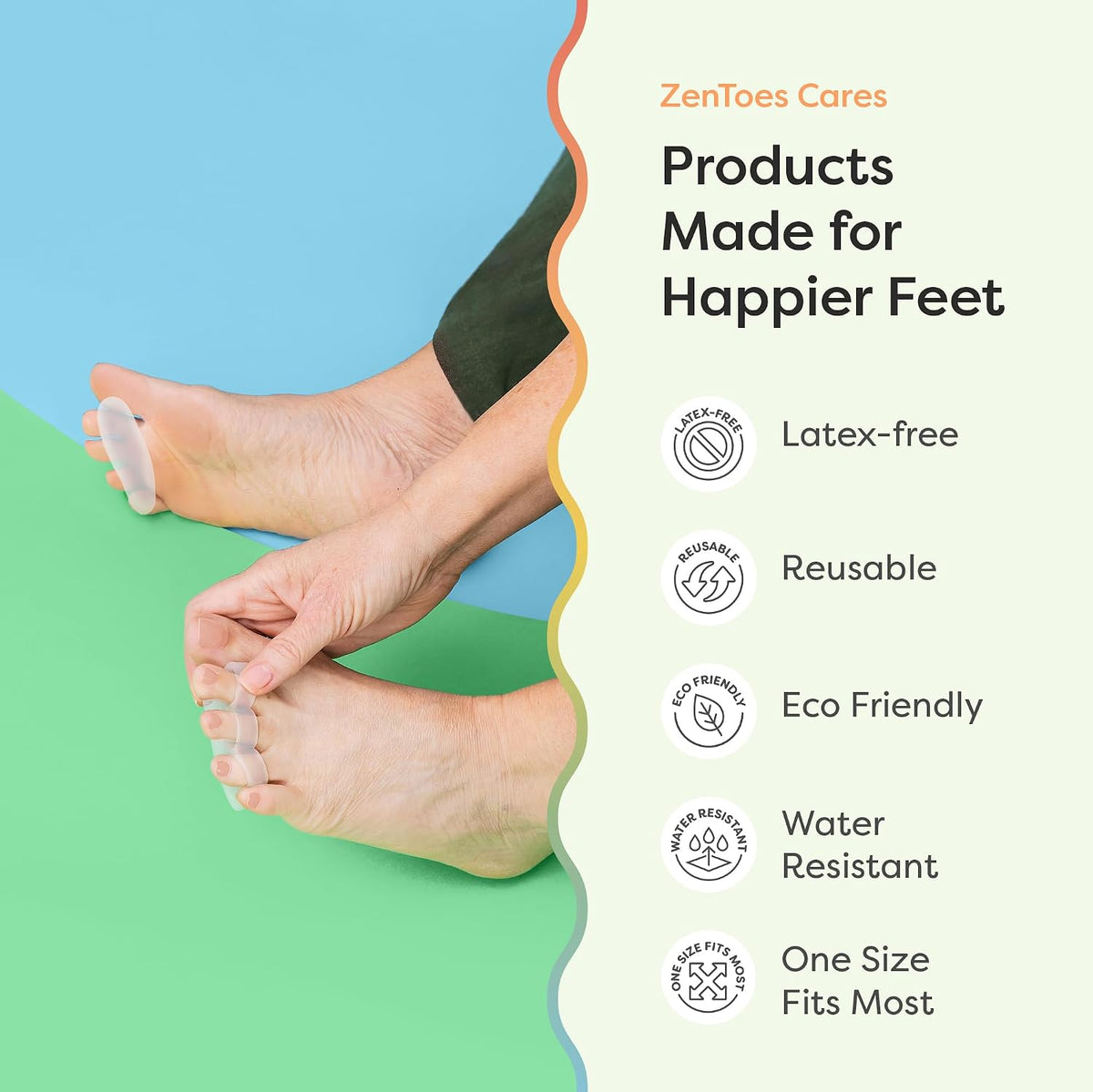 ZenToes 4 pack gel toe correctors lifestyle shot