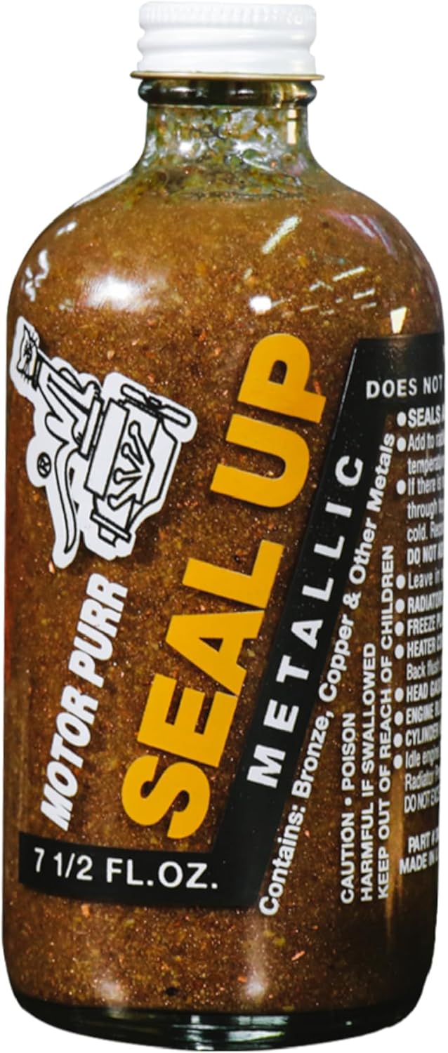 Motor Purr Metallic Seal Up front view bottle showing radiator and head gasket leak repair solution