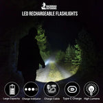 Tactical camping flashlight with zoomable telescopic head and XHP50 LED