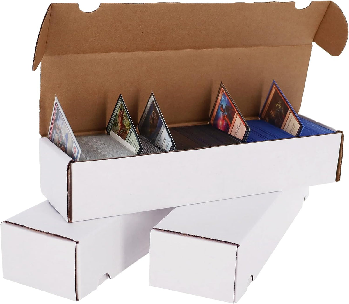 BCW 800 count trading card storage boxes 3 pack front view