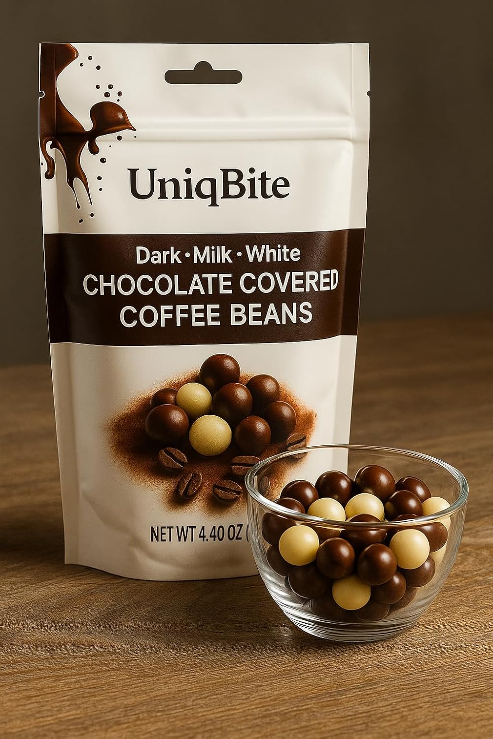 Uniqbite gourmet coffee snack bag lifestyle shot