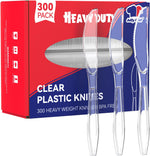 Jolly Chef clear plastic knives heavy duty front view box pack