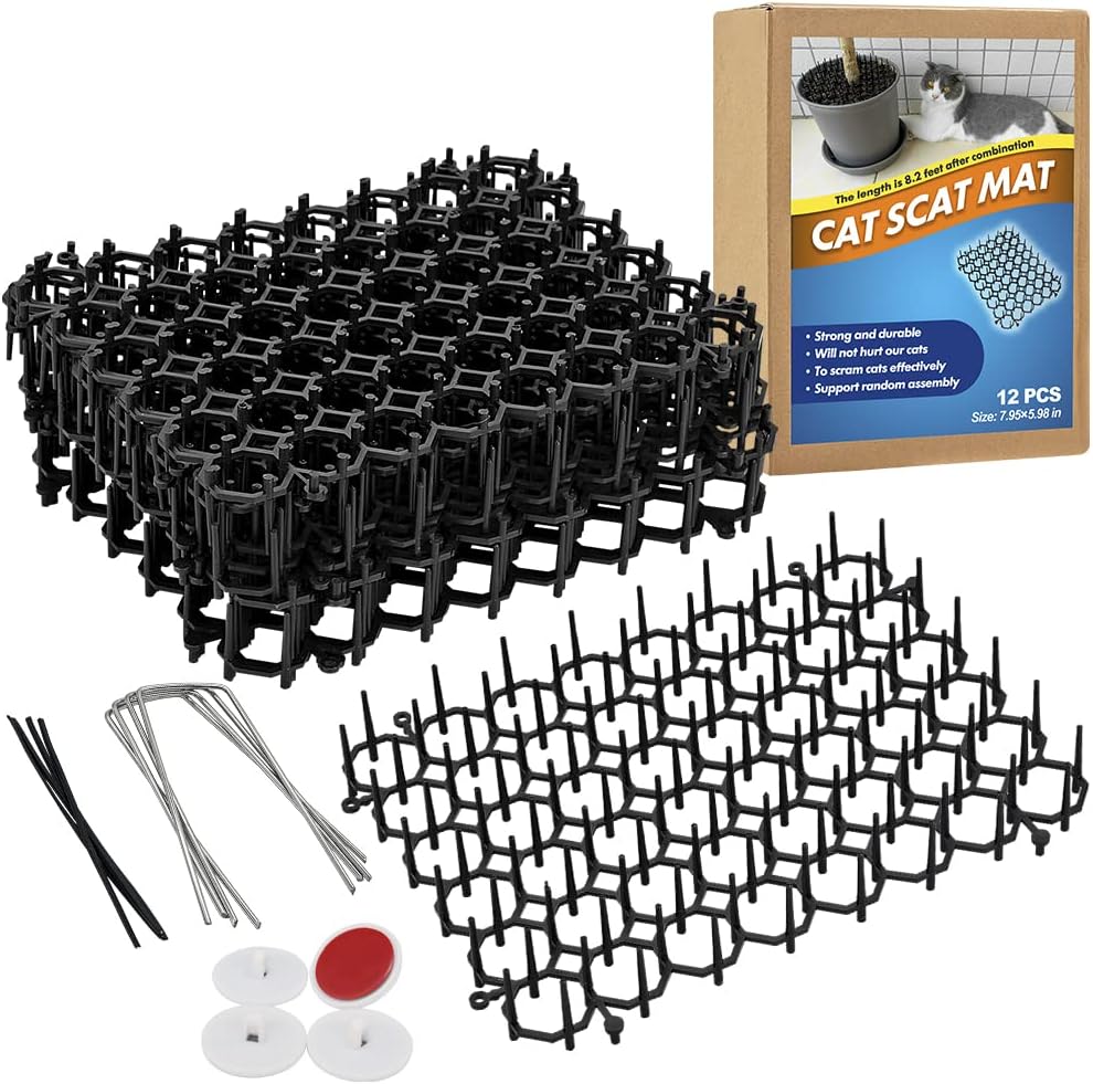 Ley's 12 pack cat deterrent mat front view with spikes