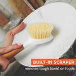 Full Circle kitchen brush highlighting the integrated food scraper.