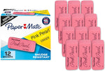 PAPERMATE Paper Mate Pink Pearl Erasers, Large, 12-Count - Image 1
