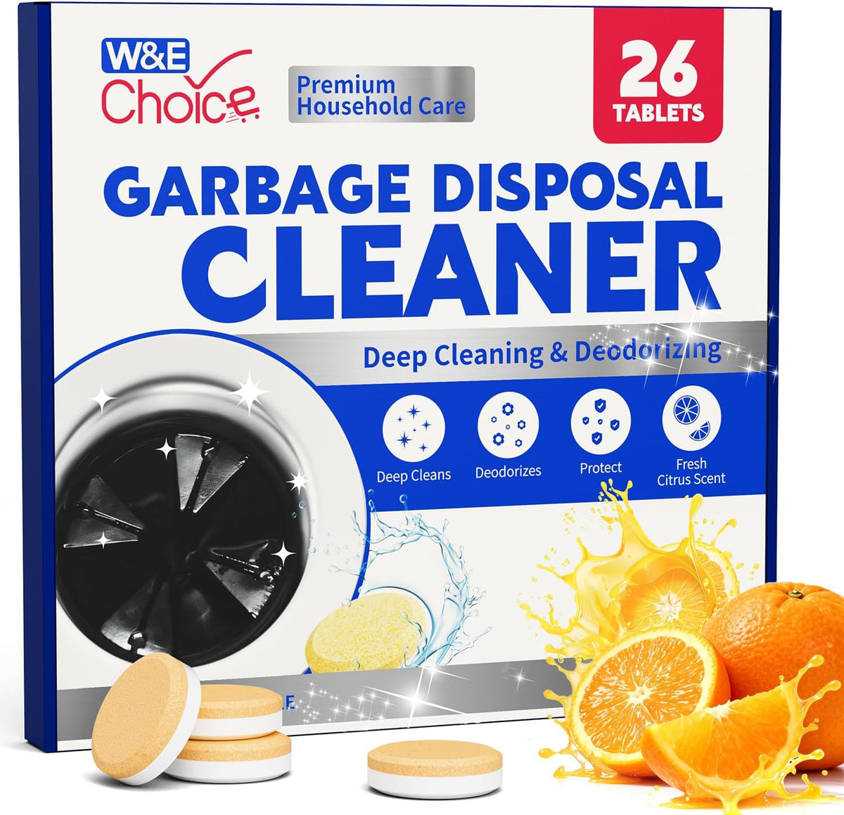 W&E Choice Garbage Disposal Cleaner and Deodorizer Tablets front view
