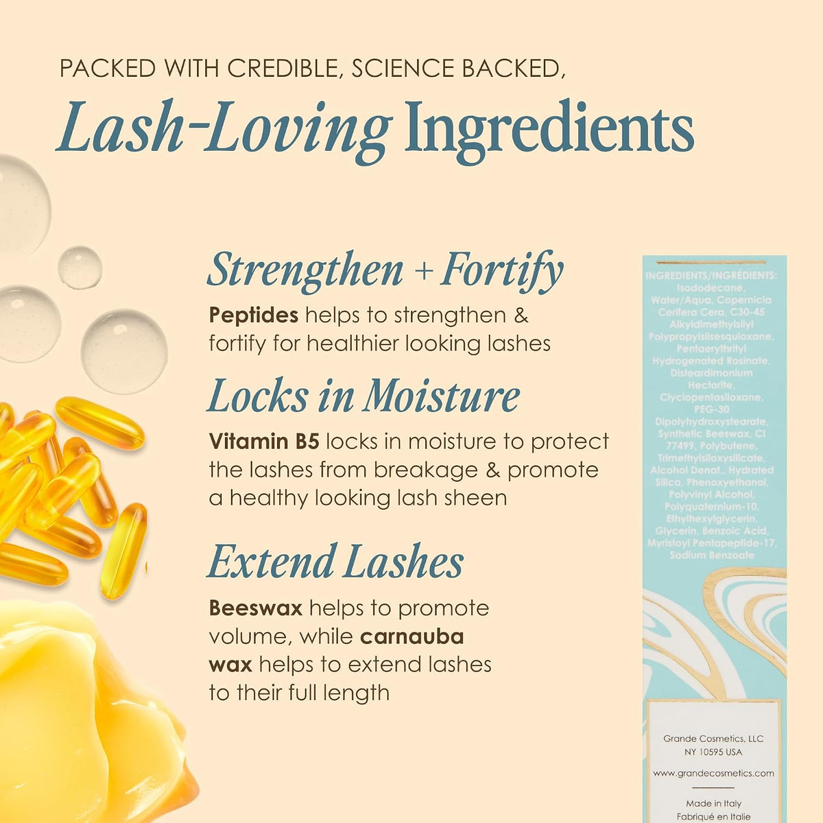 Grande Cosmetics waterproof mascara formula detail view