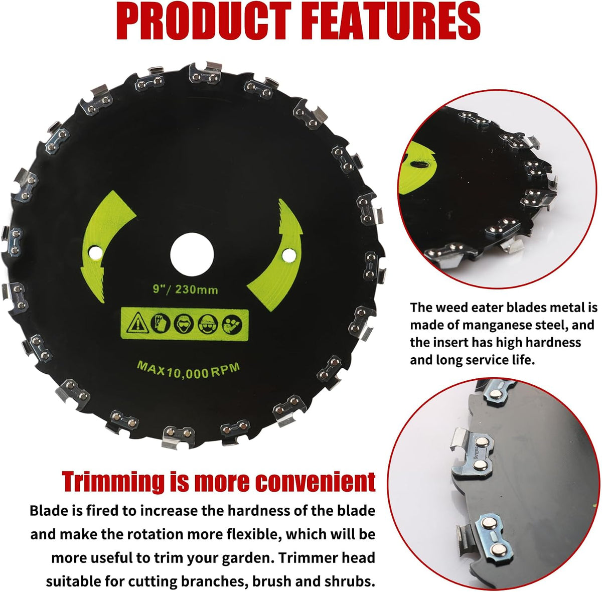 Gashwer brush cutter blade mounted on straight shaft gas trimmer