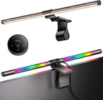 Quntis RGB Pro+ Monitor Light Bar front view showing asymmetrical desk illumination and sleek light grey design