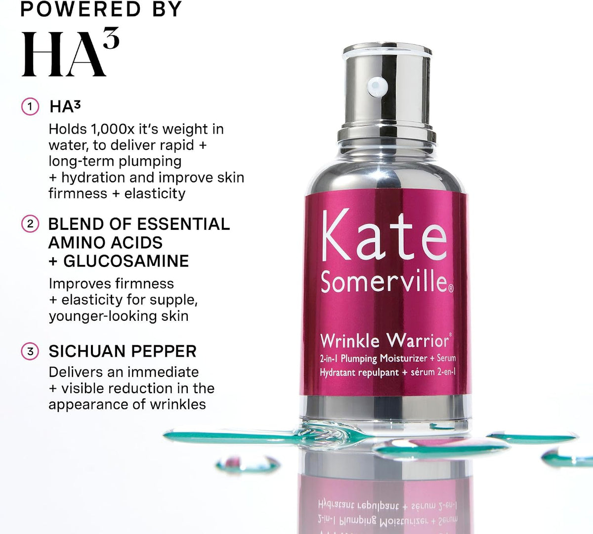 Hyaluronic acid infused wrinkle treatment moisturizer packaging details