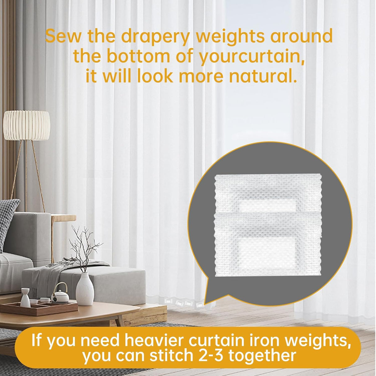 Single LAIPART 12 Grams curtain iron weight showing dimensions