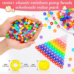Close up of multicolored plastic barrel beads