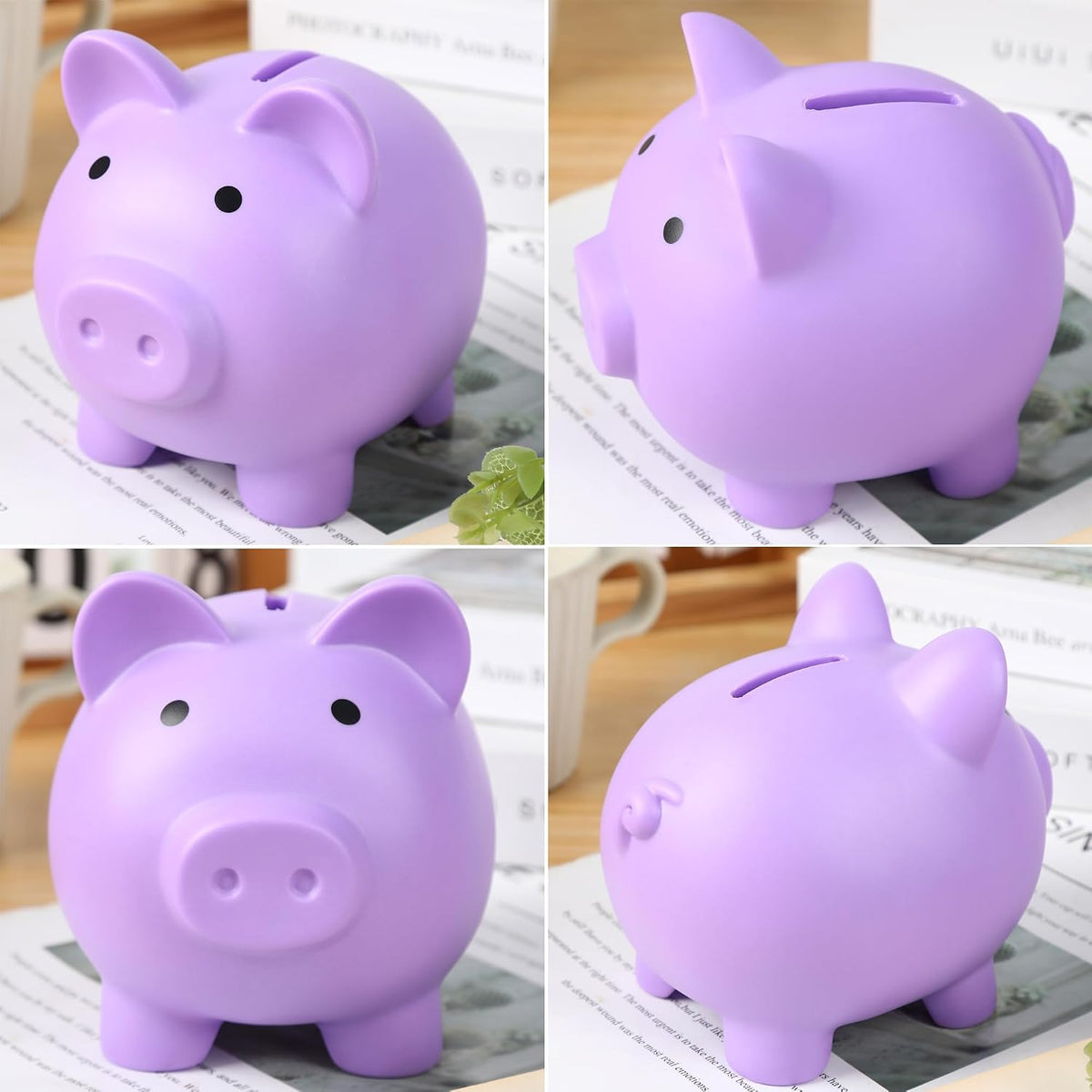 H&W cute kids piggy bank bottom twist plug feature
