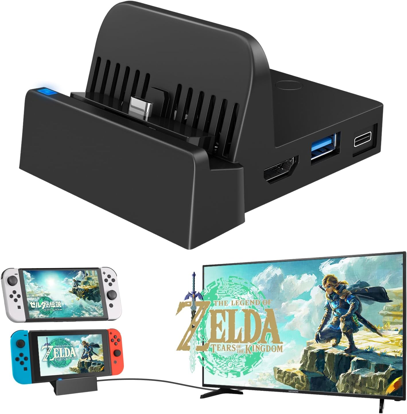 Wegwang portable TV docking station for Nintendo Switch front view