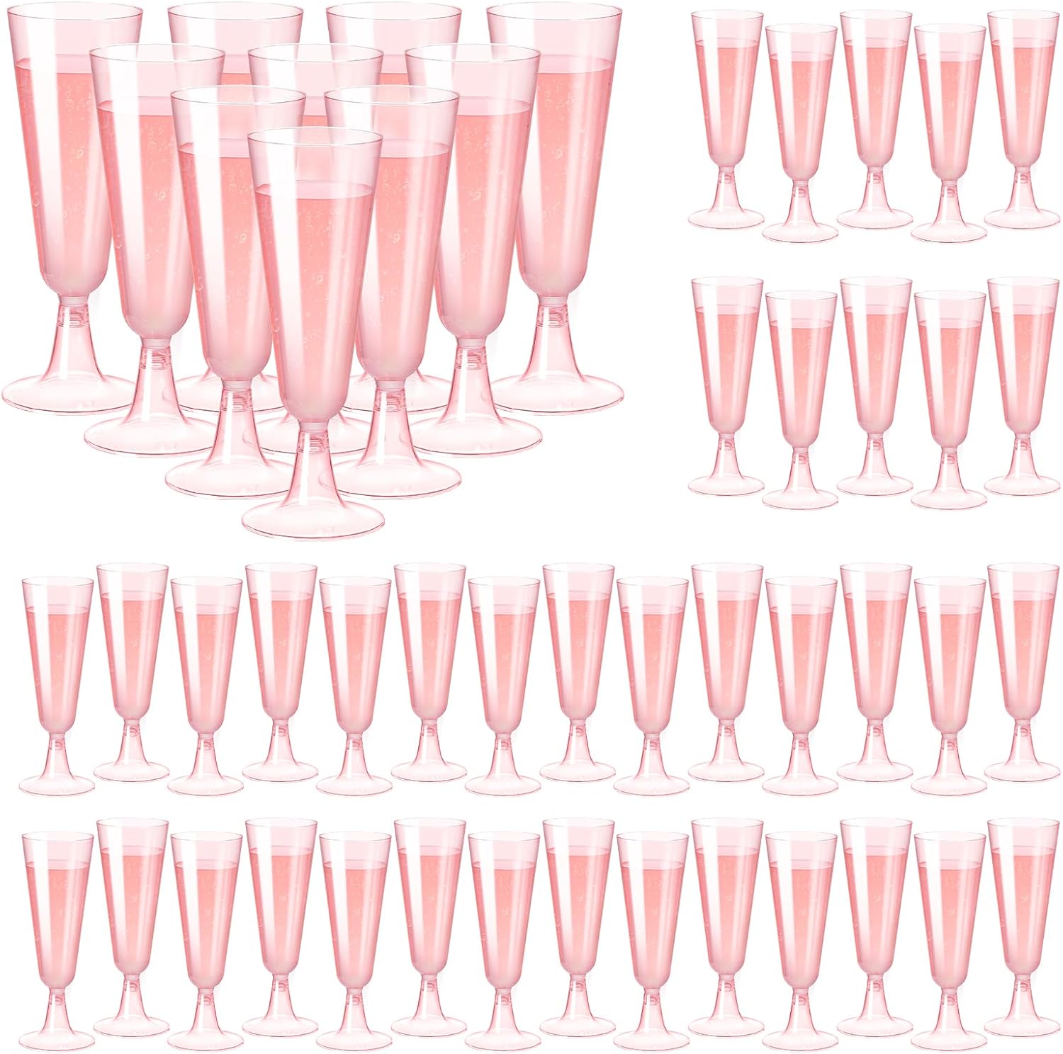 SUREHOME Pink Champagne Flutes Plastic Champagne Glasses Disposable Mimosa Glasses 40 Pack 5 Oz Acrylic Stemware Cocktail Cups Bulk for Valentines Wedding Toasting Engagement Party Supplies - Image 1