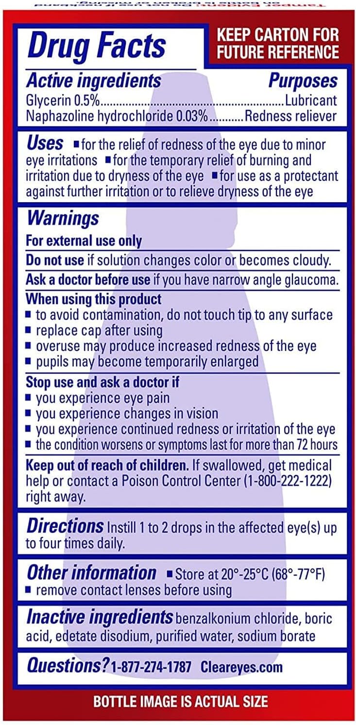 Clear Eyes Maximum Redness Relief Eye Drops dual angle display