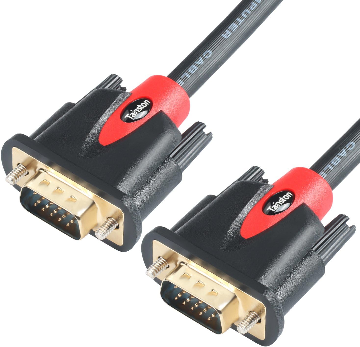 Tainston VGA to VGA cable front view showcasing red and black male connectors.