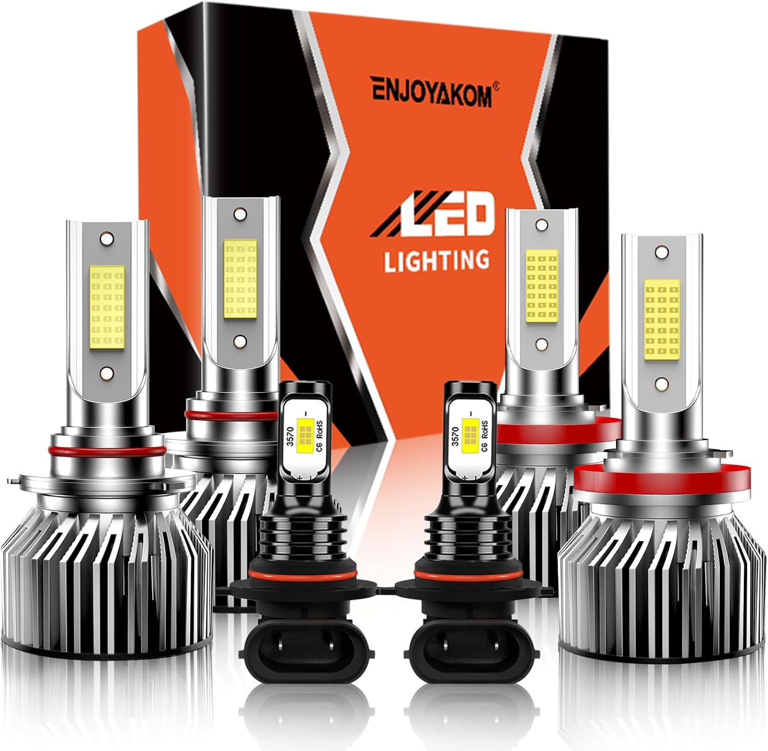 ENJOYAKOM LED fog lights bulbs combo kit front view showcasing the direct replacement design.