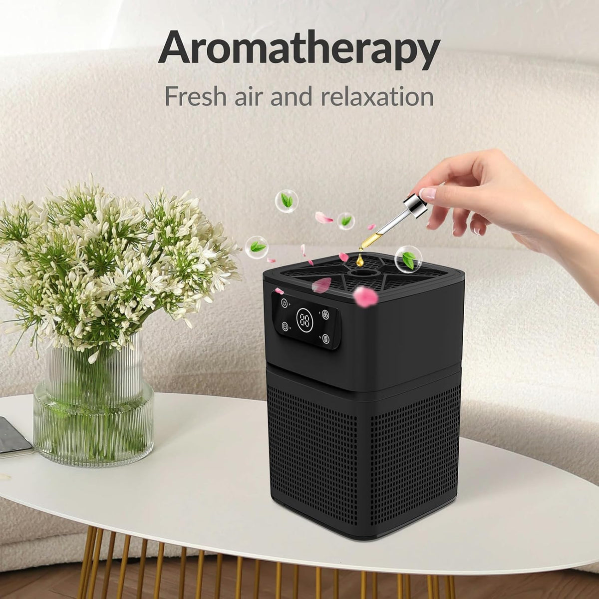 FETIONS air purifier H13 True HEPA filter cartridge removal view