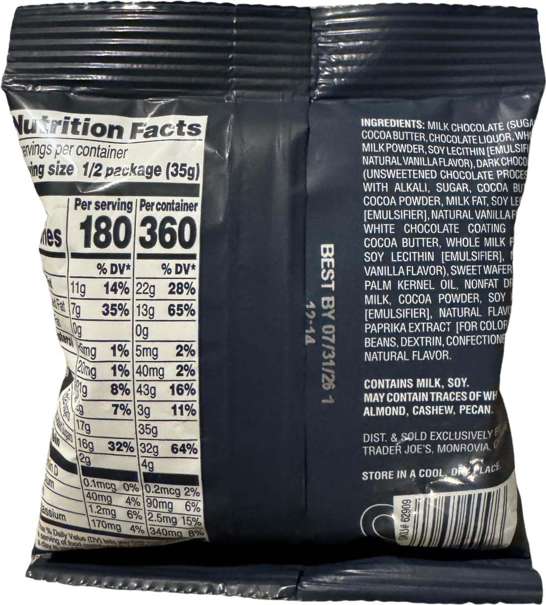 Five individual 2.5 Ounce bags of Trader Joe's espresso beans