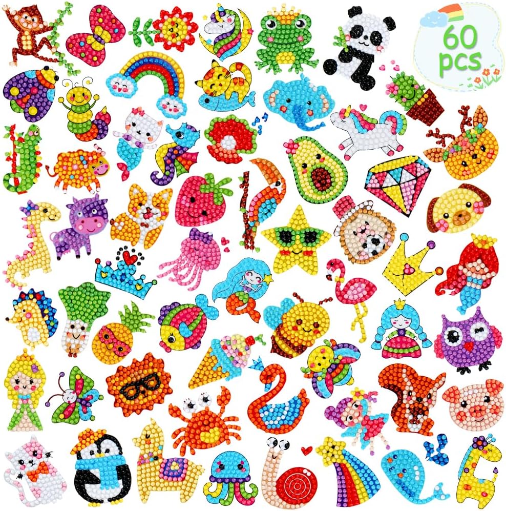 Gwahsa 60 pieces 5D diamond art stickers front view