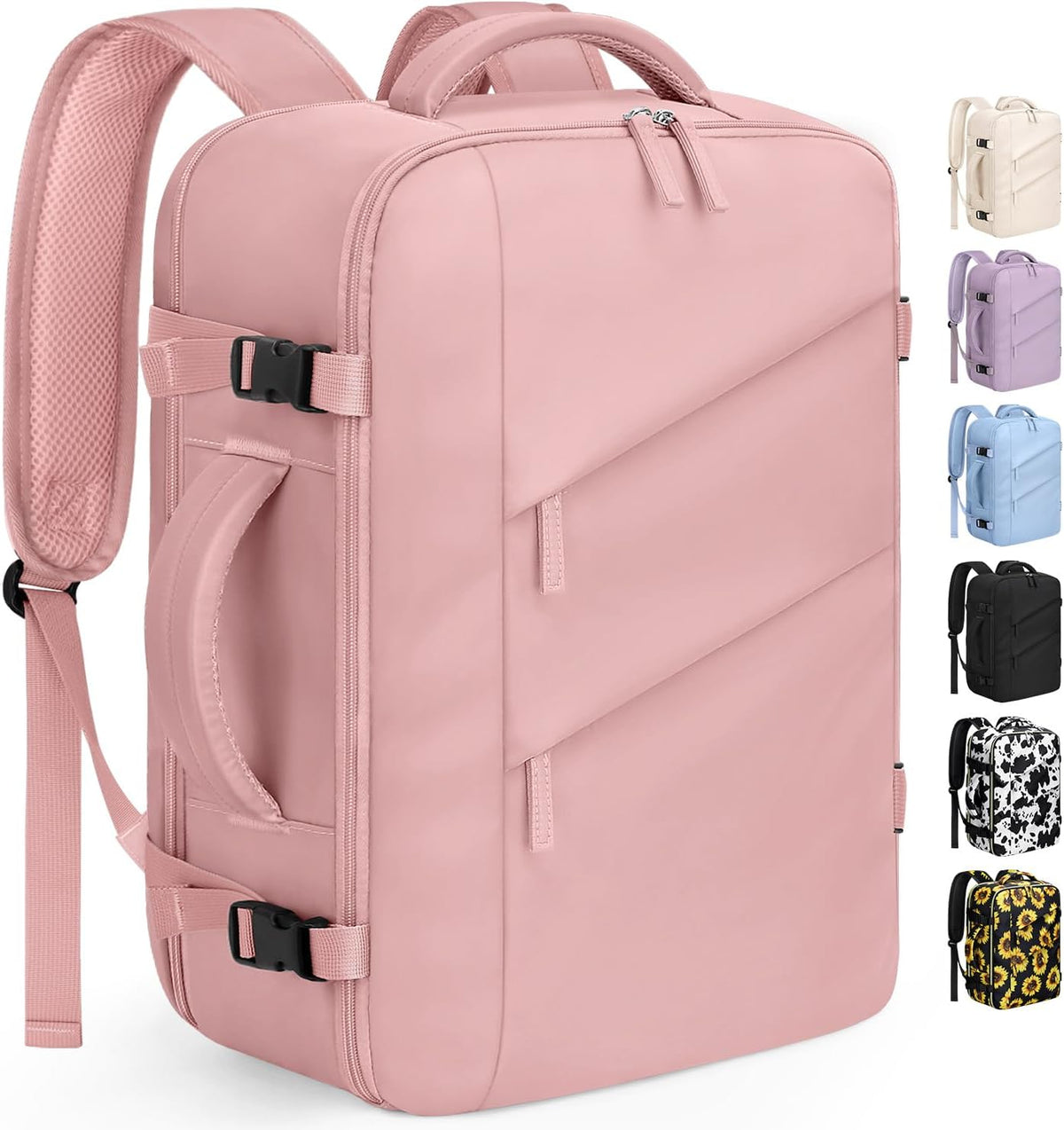 Capolo pink travel backpack front view carry on