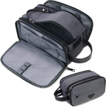 CROCOD Toiletry Bag for Men - Water-Resistant Oxford Travel Organizer Dopp Kit with Double Zippers, Padded Shaving Bag for Bathroom, Gym, Dorm - Multi-Function Cosmetic Storage Bag (Black) - Image 9