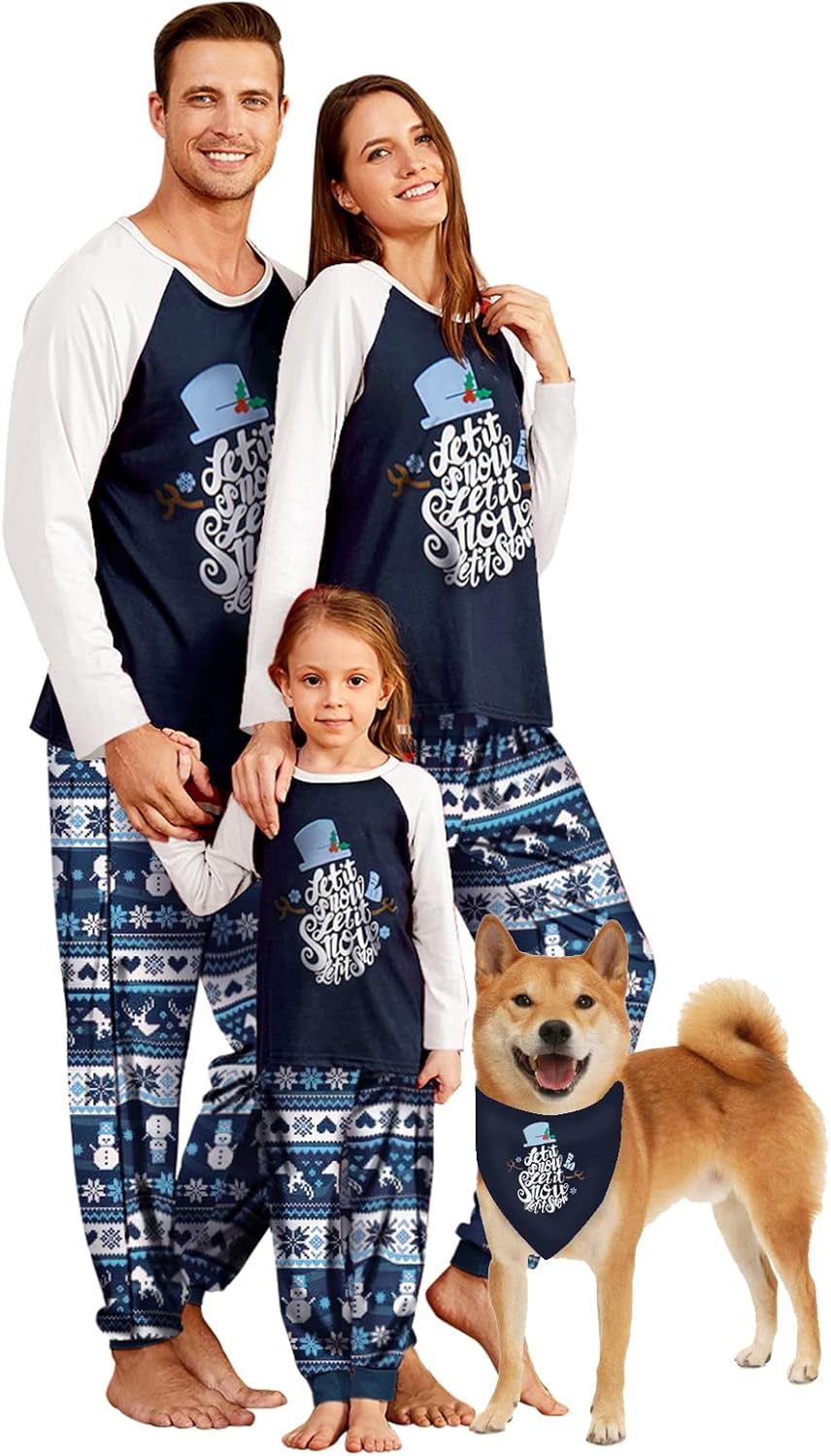 IFFEI family christmas pajamas front view showing let it snow top