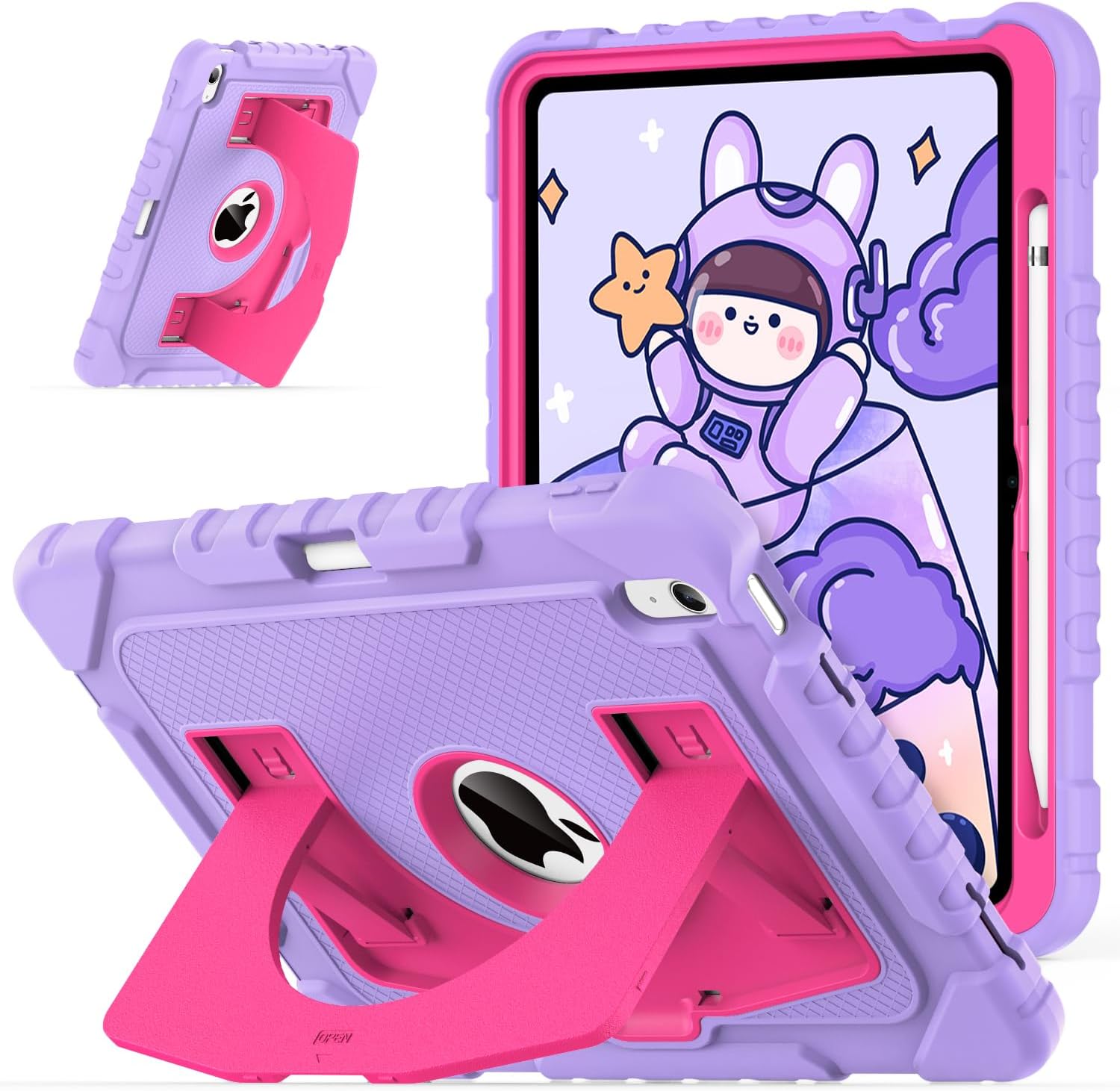 OKP kids tablet case purple and hot pink front view