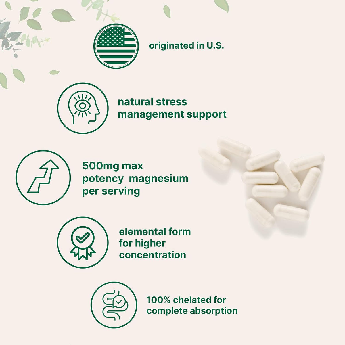 Micro Ingredients Magnesium Glycinate bottle side angle view