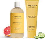 Deep Steep body wash and body lotion bundle front view packaging