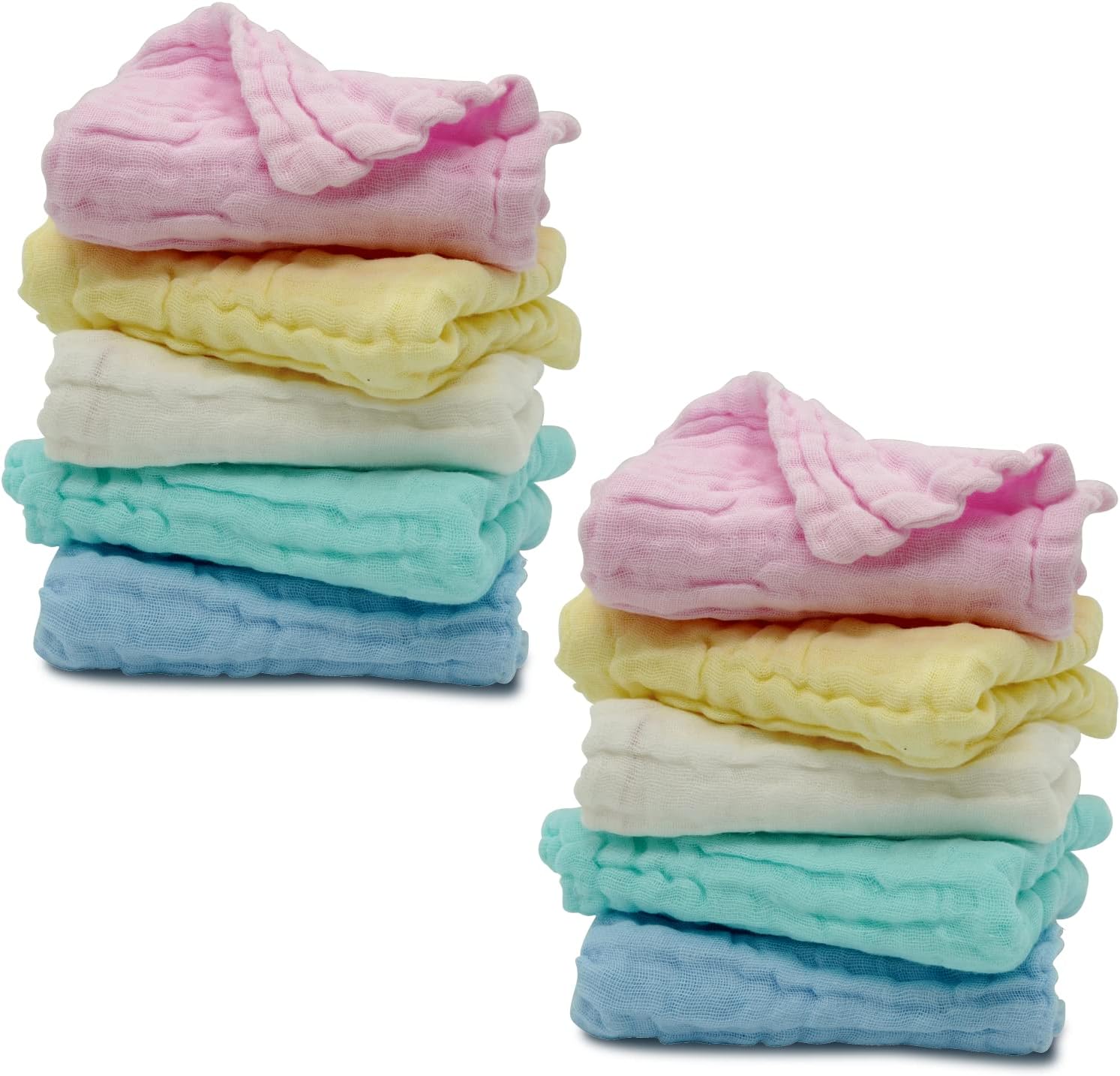 Arsaha baby muslin washcloths 10 pack front view