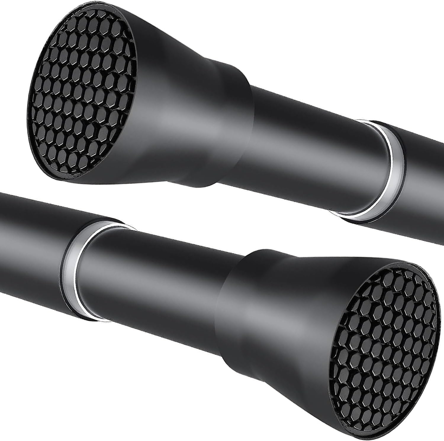 ZipGlo adjustable black spring tension curtain rod front view