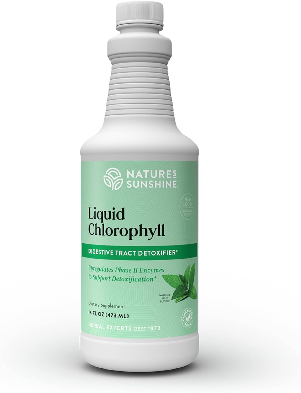 Natures Sunshine Liquid Chlorophyll extra strength packaging lifestyle shot