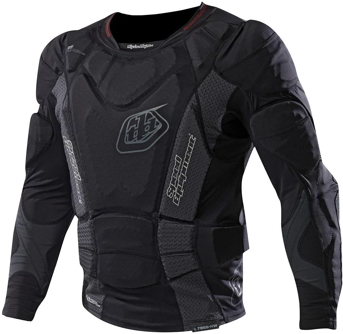 Troy Lee Designs UPL7855 HW Heavyweight Protective Long Sleeve Shirt front view showing integrated chest and abdominal foam armor panels