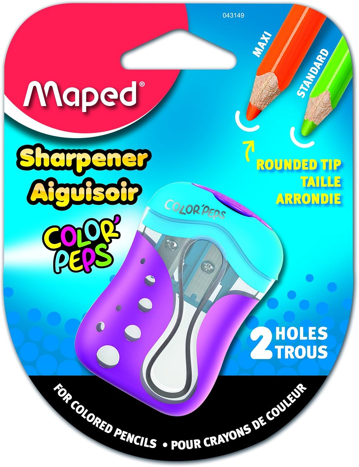 Helix Maped ColorPeps 2 hole sharpener ergonomic side view imported stationery