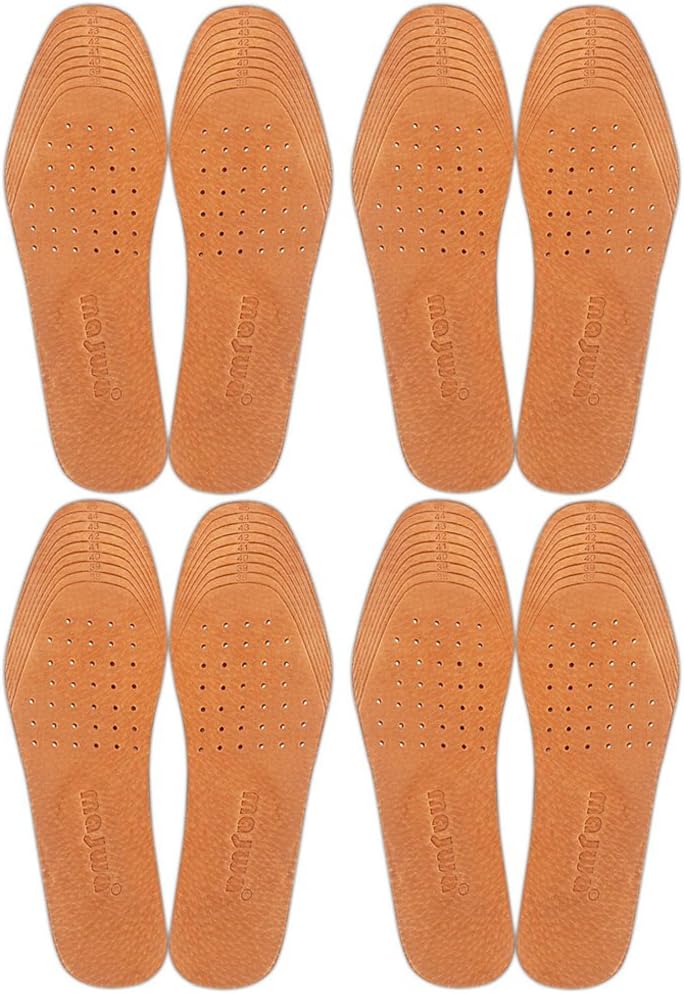 Absorbent Ultra Thin Pigskin Leather Insoles for Stinky Feet-Foot and Shoe Odor Inserts for Shoes-Cinnamon Inserts and Flats for Sweaty Feet and Hyperhidrosis (4 Pair (Pack of 1)) - Image 1