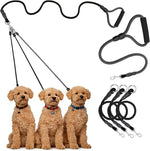 Estleys 3 dog leash front view showing padded handle and triple couplers