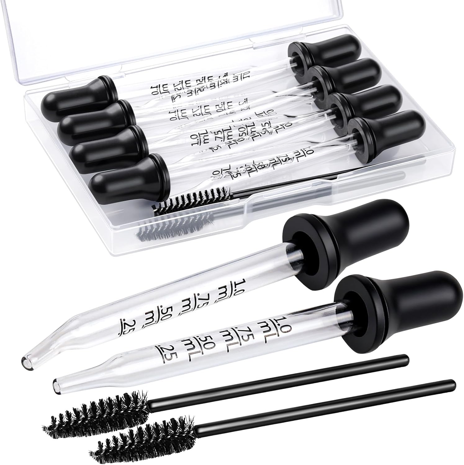 Teenitor 10 piece glass pipette dropper set front view