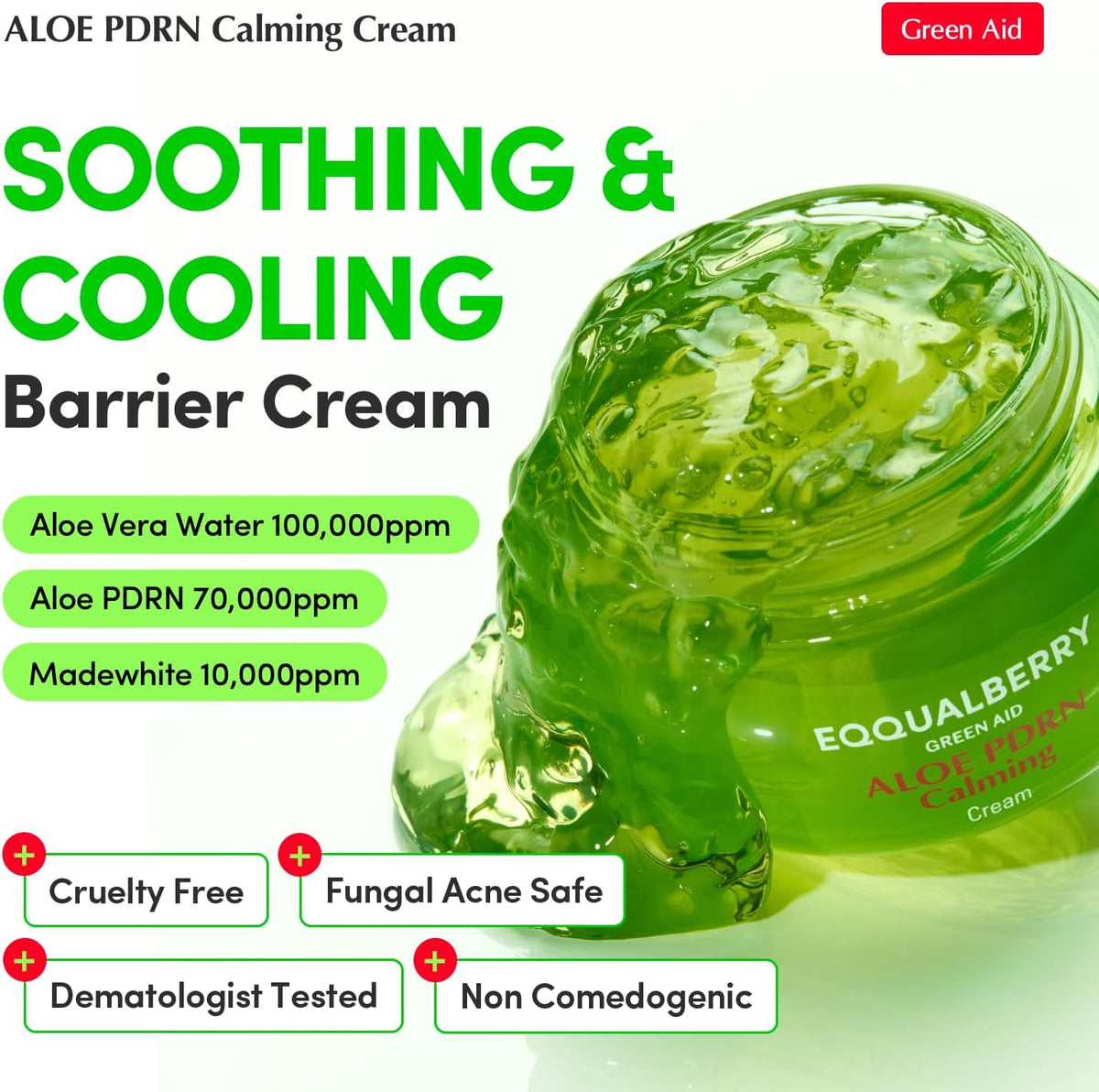 Eqqualberry calming moisturizer jar open texture view