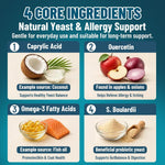 VICSOM dog yeast infection supplement label showing 4 in 1 formula ingredients