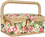 Oumefar sewing basket front view with garden rose floral pattern