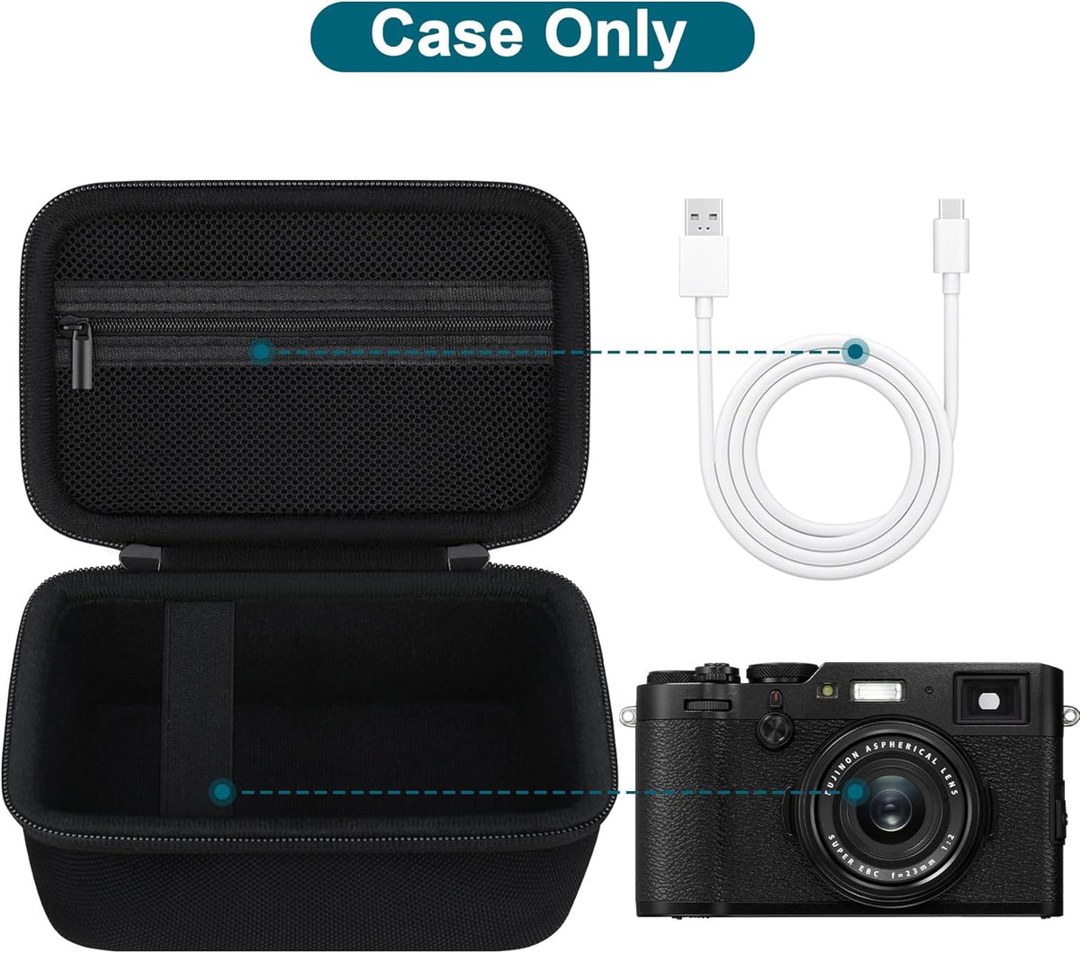 Canboc camera case open showing interior lining