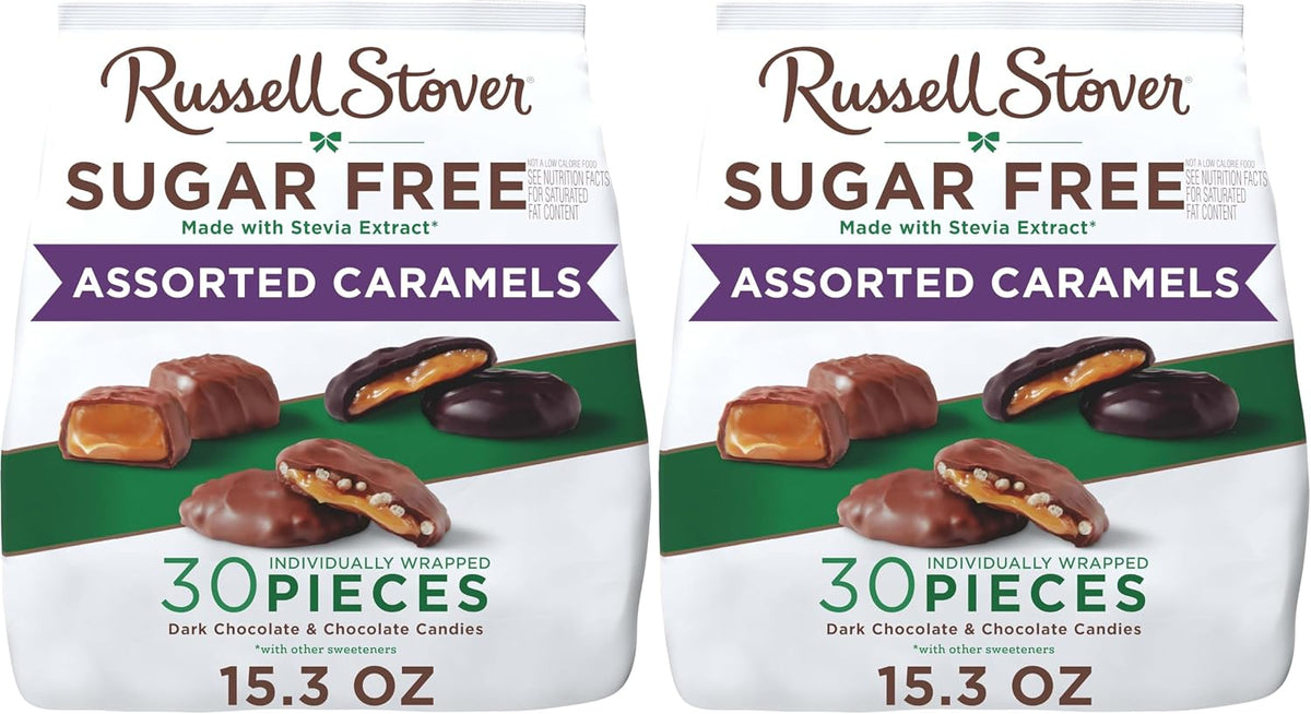 RUSSELL STOVER Sugar Free Assorted Caramel Chocolate Candy, 15.3 oz. bag | ZERO SUGAR, STEVIA EXTRACT, DESSERT, SNACKING, ASSORTED CHOCOLATE, ASSORTED FLAVORS - Image 12